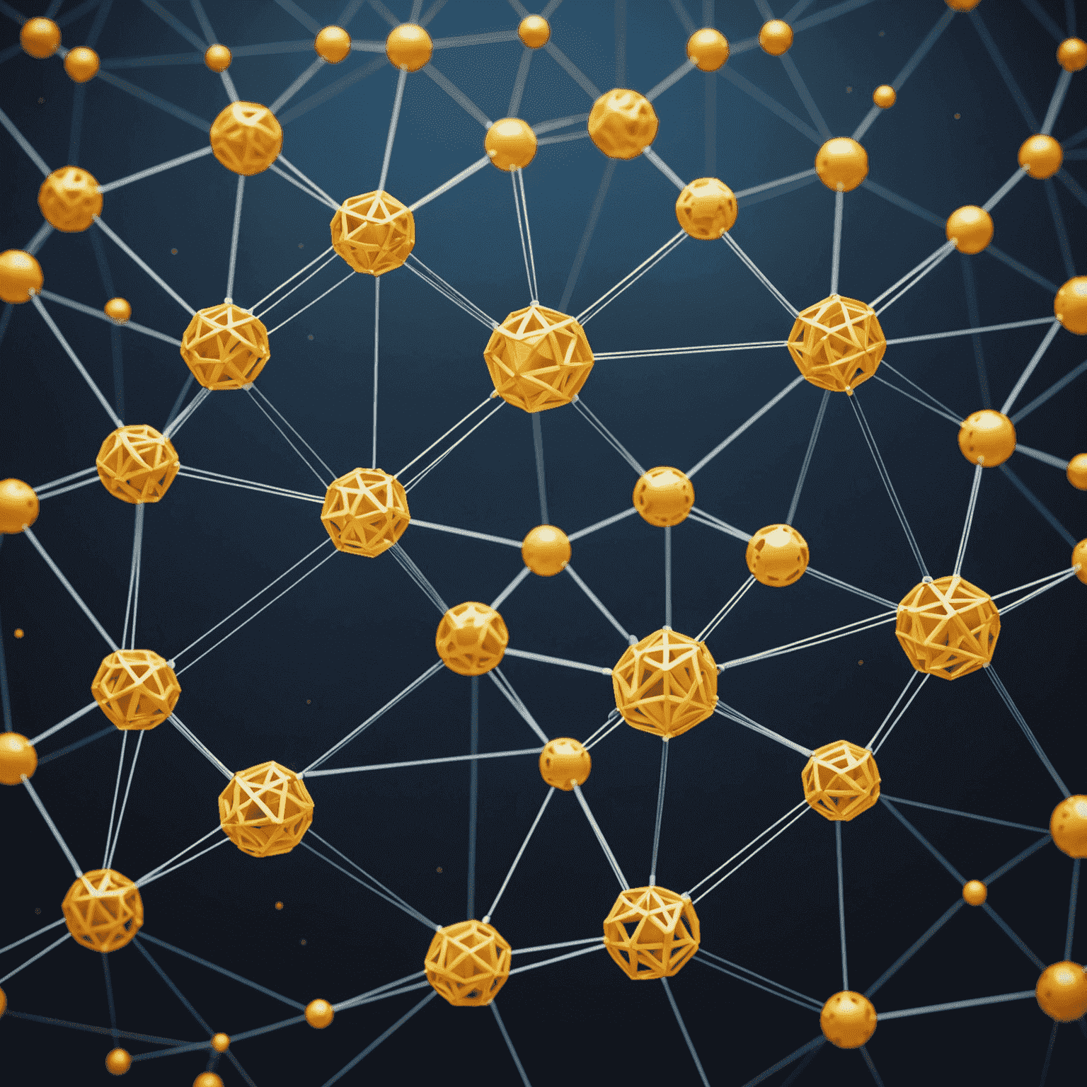 An illustration depicting a decentralized blockchain network, with nodes connected in a distributed manner, representing the potential for new opportunities and disruption of traditional centralized systems.